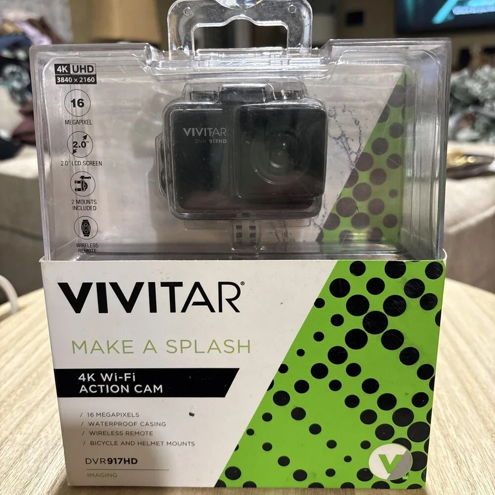 New Sealed Vivitar DVR 917HD 4K Action Camera Waterproof Remote Mounts